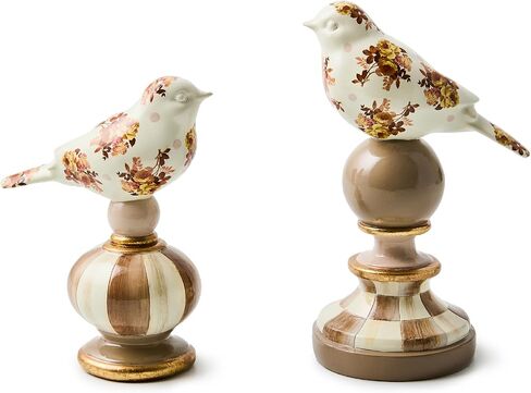 MACKENZIE-CHILDS Bird Topiaries, Decorative Bird Decor for Living Room or Bedroom Table Decor, Set of 2, Wildflowers in Kuwait