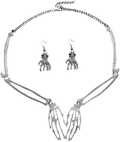 Punk Stainless Steel Skull Linked Chain Necklace Skull Finger bones Jewelry for Men and Women in Saudi Arabia