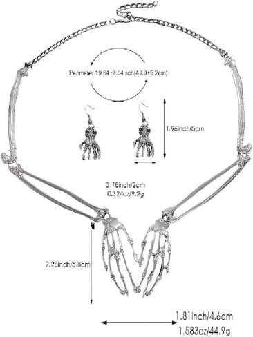 Punk Stainless Steel Skull Linked Chain Necklace Skull Finger bones Jewelry for Men and Women in Saudi Arabia