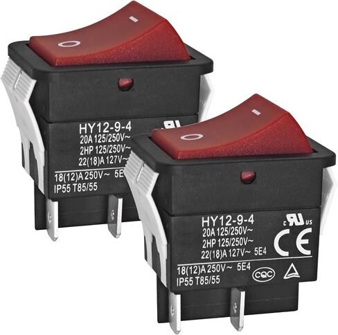 HY12-9-4 Rocker Switch - On/Off Pushbutton Switch, 4 Pin IP55 125/250V 20A 2HP - for Electric Welding Machine and Household Appliances in Kuwait