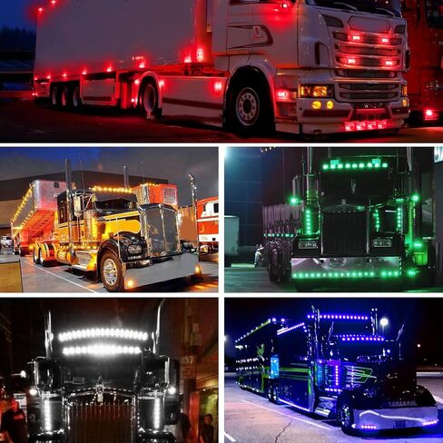 Biqing [High/Low Brightness] 2PCS 6.4 Inch LED Blue Side Marker Lights 16LED Surface Mount Clearance Lights 24V Front Rear Side Marker w/Bezel for Trailer Truck Lorry RV Turn Signal Bulbs in Saudi Arabia