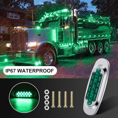 Biqing [High/Low Brightness] 2PCS 6.4 Inch LED Blue Side Marker Lights 16LED Surface Mount Clearance Lights 24V Front Rear Side Marker w/Bezel for Trailer Truck Lorry RV Turn Signal Bulbs in Saudi Arabia