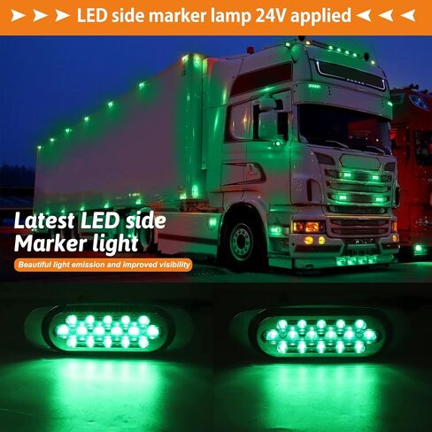 Biqing [High/Low Brightness] 2PCS 6.4 Inch LED Blue Side Marker Lights 16LED Surface Mount Clearance Lights 24V Front Rear Side Marker w/Bezel for Trailer Truck Lorry RV Turn Signal Bulbs in Saudi Arabia