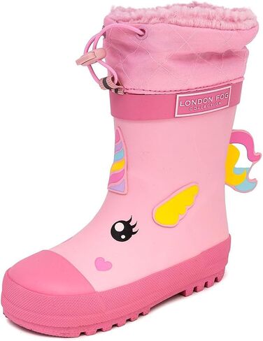Toby Toddler Waterproof Snow Boots Kids Rain Boots - Sherpa Lined Winter Warm Boots for Boys and Girls - Dinosaur, Firetruck, Construction, Size 5 - 10 Toddler Boy and Girl Rubber Kids Rain Boots in Saudi Arabia