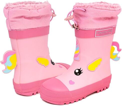 Toby Toddler Waterproof Snow Boots Kids Rain Boots - Sherpa Lined Winter Warm Boots for Boys and Girls - Dinosaur, Firetruck, Construction, Size 5 - 10 Toddler Boy and Girl Rubber Kids Rain Boots in Saudi Arabia