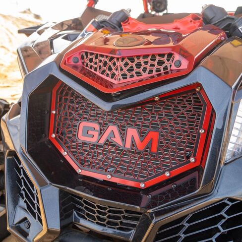 شواية أمامية GAM لسيارة Can Am Maverick X3 2017-2021 جميع واقيات الرادياتير أزرق/أحمر/برتقالي (أحمر) in Kuwait