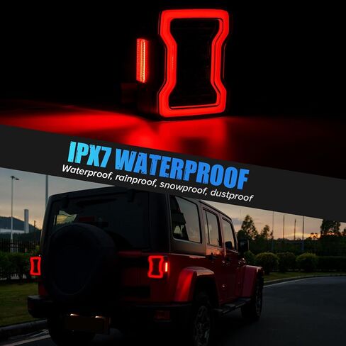 مصابيح خلفية LED متوافقة مع Wrangler JK JKU 2007-2018، تصميم فريد، بما في ذلك مصابيح الفرامل، وأضواء عكسية تعمل بعدسات دخانية قطعتين in Kuwait