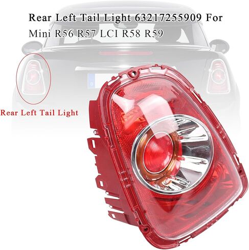 مصباح خلفي يسار من Areyourshop لسيارة MINI Cooper MINI R56 LCI(03/2010-11/2013)، Cabrio R57 LCI(05/2010-06/2015)، كوبيه R58(12/2010-04/2015)، رودستر R59(01/2011-04/2015) in Kuwait