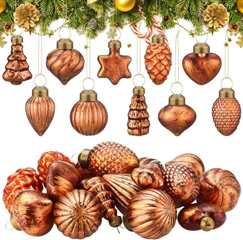 30 Pack Christmas Vintage Retro Glass Ornaments Bulk Antique Mercury Glass Ornaments Hand Blown Glass Ball Ornaments Small Multi Colored Christmas Ornaments Decor for Christmas Tree in Kuwait