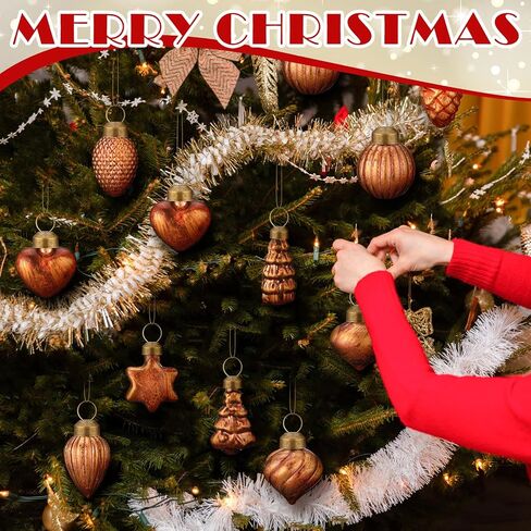 30 Pack Christmas Vintage Retro Glass Ornaments Bulk Antique Mercury Glass Ornaments Hand Blown Glass Ball Ornaments Small Multi Colored Christmas Ornaments Decor for Christmas Tree in Kuwait
