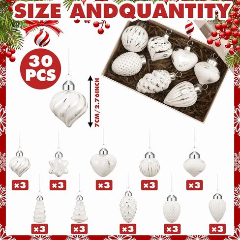 30 Pack Christmas Vintage Retro Glass Ornaments Bulk Antique Mercury Glass Ornaments Hand Blown Glass Ball Ornaments Small Multi Colored Christmas Ornaments Decor for Christmas Tree in Kuwait