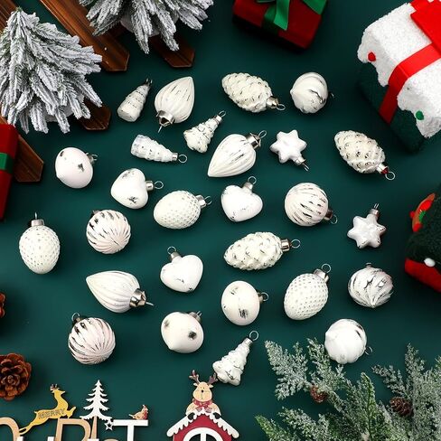 30 Pack Christmas Vintage Retro Glass Ornaments Bulk Antique Mercury Glass Ornaments Hand Blown Glass Ball Ornaments Small Multi Colored Christmas Ornaments Decor for Christmas Tree in Kuwait