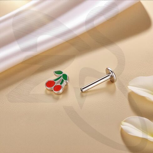 ZS 6 قطع من الفولاذ المقاوم للصدأ بخيط داخلي على شكل البطيخ الكرز من أجل Tragus Helix Conch، 16G/18G لطيف ميدوسا لابريت الشفاه الأنف مونرو ثقب المجوهرات للنساء والرجال in Kuwait