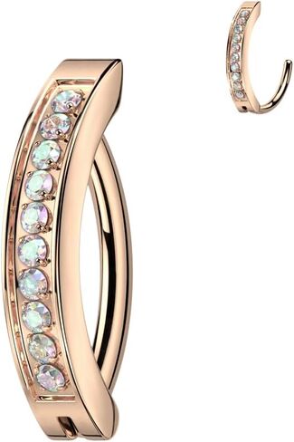 Luxe Modz زوج من G23 تيتانيوم 14G Clicker Belly Button Rings CZ ألماس مقلد عكس منحني الحديد الفرس الدائري هوب السرة ثقب المجوهرات 10 مم 12 مم in Kuwait