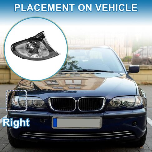 الجانب الأيمن غطاء إشارة الزاوية رقم 63137165860 مصباح ضوء الزاوية عدسة لسيارات BMW 3 Series 2002-2005 بلاستيك شفاف مقاوم للماء in Kuwait