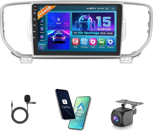 Hikity 4+64G Car Radio Stereo for Kia Sportage KX5 2016 2017 2018 Radio with 9 Inch Touch Screen, Carplay/Android Auto GPS Navigation/Mirror Link/DSP/Bluetooth+AHD Backup Camera in Saudi Arabia