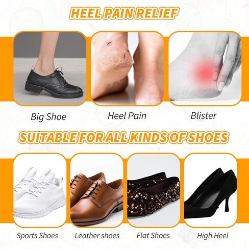 4 أزواج من مقابض الكعب، وسائد بطانة للكعب، حشوات للأحذية الفضفاضة، حشوات حماية للكعب، وسادة للبثور، أحذية مريحة كبيرة جدًا، حشوات للنساء والرجال، توقف عن الانزلاق والبثور (أسود) in Kuwait