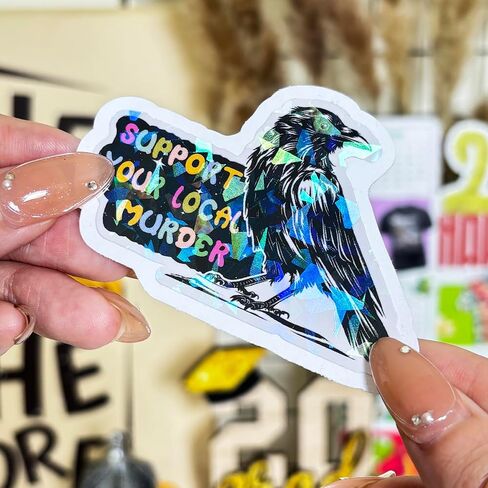3 Pcs Support Your Local Murder Crow Sticker, Halloween Raven Stickers and Decals, Murder of Crows - Vinyl Sticker 3 Inches for Water Bottles Laptop Phone Car Ski Helmet in Kuwait