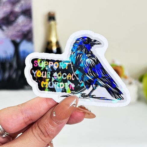 3 Pcs Support Your Local Murder Crow Sticker, Halloween Raven Stickers and Decals, Murder of Crows - Vinyl Sticker 3 Inches for Water Bottles Laptop Phone Car Ski Helmet in Kuwait