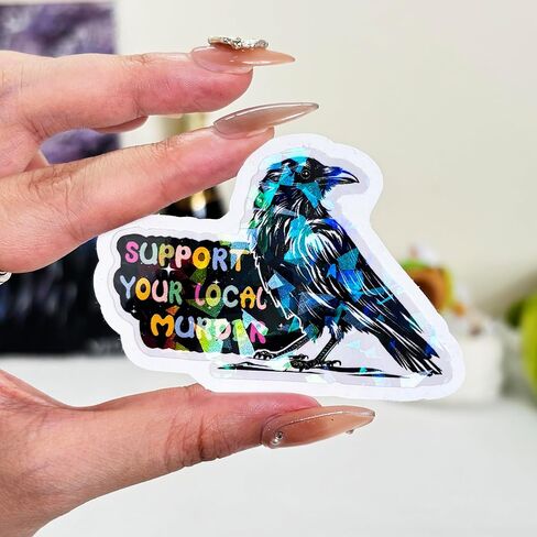 3 Pcs Support Your Local Murder Crow Sticker, Halloween Raven Stickers and Decals, Murder of Crows - Vinyl Sticker 3 Inches for Water Bottles Laptop Phone Car Ski Helmet in Kuwait