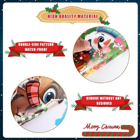 Christmas Window Clings - 212Pcs Non-Adhesive Static PVC Window Stickers, Santa, Snowman, Elk, Xmas Trees, Snowflakes, Decorations, 8 Sheets in Saudi Arabia