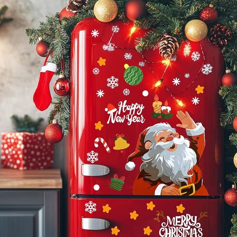 Christmas Window Clings - 212Pcs Non-Adhesive Static PVC Window Stickers, Santa, Snowman, Elk, Xmas Trees, Snowflakes, Decorations, 8 Sheets in Saudi Arabia