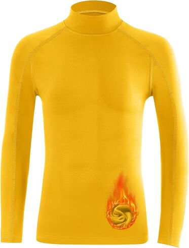Blueleaf Youth Boys' Thermal Compression Shirt Mock Neck Long Sleeve Fleece Lined Base Layer Football Baseball Undershirt in Kuwait