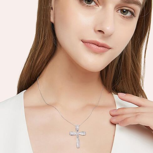 EVER FAITH 925 Sterling SilverPrincess Cut Cubic Zirconia Infinity Loop Ribbon Twisted Cross Pendant Necklace Birthday/Mothers Day/Valentines/Christmas Jewelry Gift for Women in Saudi Arabia