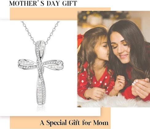 EVER FAITH 925 Sterling SilverPrincess Cut Cubic Zirconia Infinity Loop Ribbon Twisted Cross Pendant Necklace Birthday/Mothers Day/Valentines/Christmas Jewelry Gift for Women in Saudi Arabia
