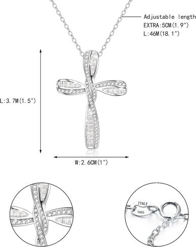 EVER FAITH 925 Sterling SilverPrincess Cut Cubic Zirconia Infinity Loop Ribbon Twisted Cross Pendant Necklace Birthday/Mothers Day/Valentines/Christmas Jewelry Gift for Women in Saudi Arabia