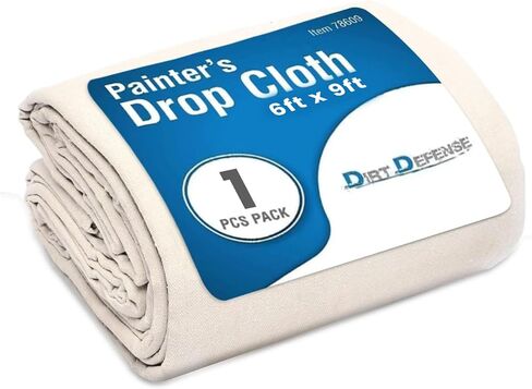 Dirt Defense Canvas Drop Clit Clit Cott Tarp Tarp Large Canvas for Art Supplies ، وقطعة قماش إسقاط لمستلزمات الطلاء/قماش القماش وغطاء الأثاث من الطلاء (حزمة 9ftx12ft من 1) in Kuwait