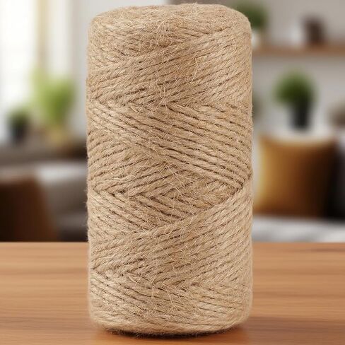 100m/328 FT Natural Jute Twine - 2mm(0.08") Eco-Friendly String for Garden Ties, Rustic Weddings & Wrapping | Craft Ribbon Roll in Saudi Arabia