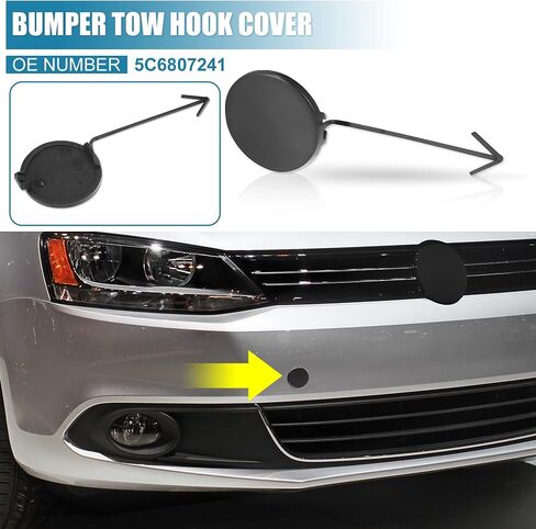 X AUTOHAUX Car Front Bumper Tow Hook Cover 5C6807241 for Volkswagen Jetta 2012-2014 Tow Hook Eye Lid Cover Trailer Cap White in Saudi Arabia