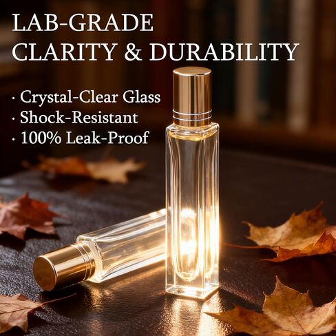 4 Pack 10ml Glass Roller Bottles for Essential Oils, Refillable Leak-Proof Rollerball Bottles with Stainless Steel Balls & Golden Caps - for DIY Aromatherapy, Travel Perfume, Relief Blends & Skincare in Saudi Arabia