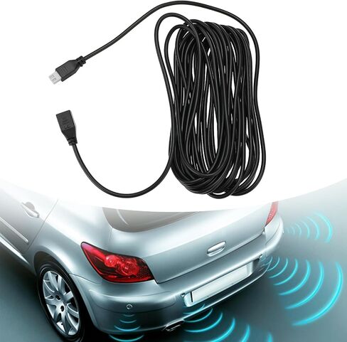 eMagTech 1Pc 2Pin Car Reversing Radar Extension Cable Radar Sensor Kit Suitable for Car Auto Parking Cable Line Extension Cord Kit Black (4.5m) in Saudi Arabia