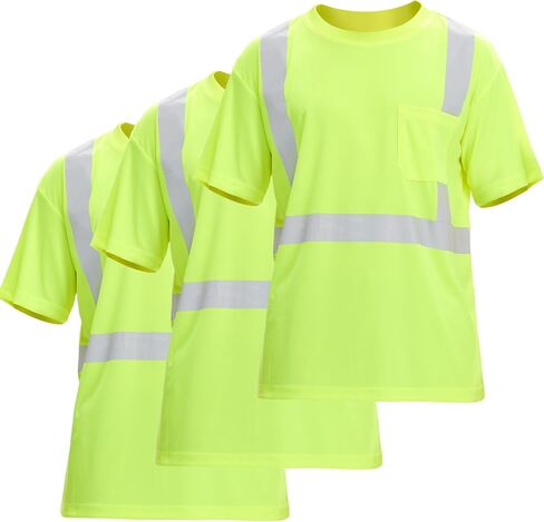 sesafety High Visibility Shirts for Mens Class 3 Hi Vis Reflective Construction Shirts for Men with Pocket Safety T Shirts for Men Work Shirt for Mens Short Sleeve Black Yellow Strips 5XL in Saudi Arabia