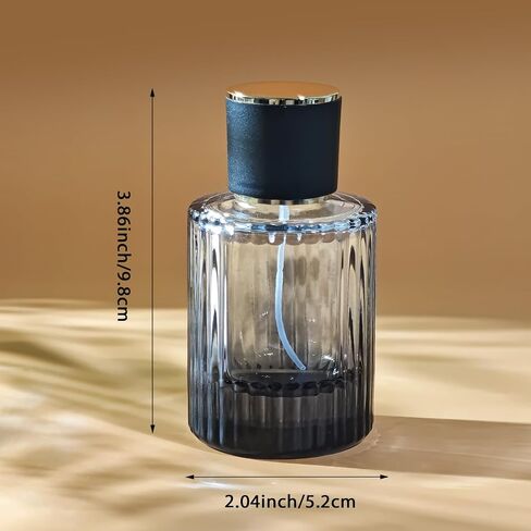 زجاجة رذاذ عطر زجاجية سعة 50 مل/1.7 أونصة، زجاجة رذاذ زجاجية مستديرة قابلة لإعادة الملء للسفر فارغة مع 3 أنواع من الموزعات (أسود) in Kuwait