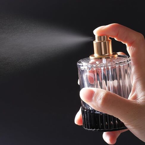 زجاجة رذاذ عطر زجاجية سعة 50 مل/1.7 أونصة، زجاجة رذاذ زجاجية مستديرة قابلة لإعادة الملء للسفر فارغة مع 3 أنواع من الموزعات (أسود) in Kuwait