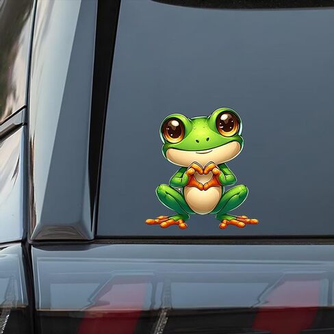 2 قطعة ملصقات الفينيل الضفدع لطيف مع نمط القلب الشارات للماء لسيارة شاحنة الوفير دراجة نارية محمول جدار للإزالة دائم الفن A-61 in Kuwait
