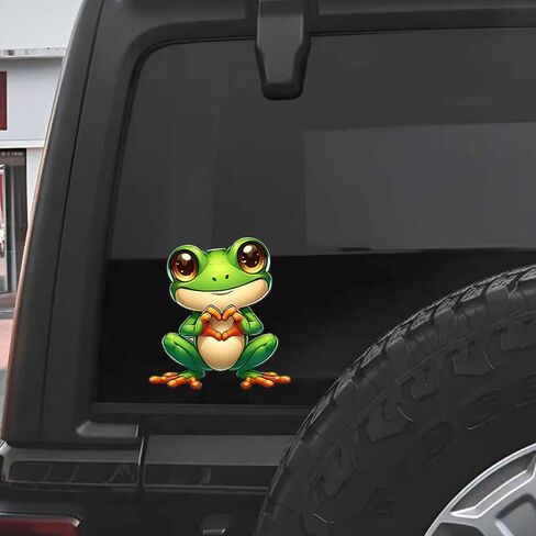 2 قطعة ملصقات الفينيل الضفدع لطيف مع نمط القلب الشارات للماء لسيارة شاحنة الوفير دراجة نارية محمول جدار للإزالة دائم الفن A-61 in Kuwait