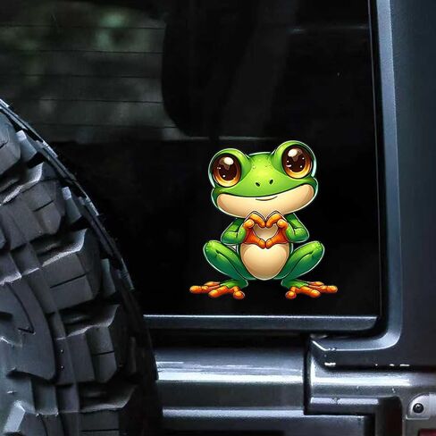 2 قطعة ملصقات الفينيل الضفدع لطيف مع نمط القلب الشارات للماء لسيارة شاحنة الوفير دراجة نارية محمول جدار للإزالة دائم الفن A-61 in Kuwait