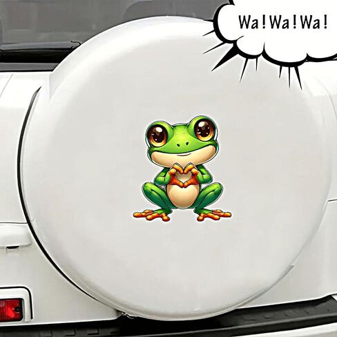 2 قطعة ملصقات الفينيل الضفدع لطيف مع نمط القلب الشارات للماء لسيارة شاحنة الوفير دراجة نارية محمول جدار للإزالة دائم الفن A-61 in Kuwait