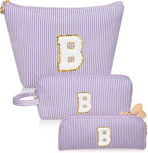 مجموعة حقائب مكياج من 3 قطع، حقيبة مستحضرات تجميل وردية مخصصة، حقائب مكياج كبيرة لطيفة، حقيبة أدوات الزينة للسفر للنساء والفتيات هدايا A (وردي) in Kuwait