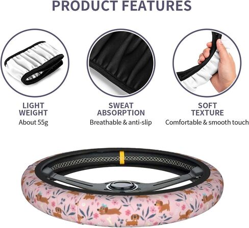 Cute Dog Flower Steering Wheel Cover for Women & Girls, Soft Anti-Slip Grip, Breathable Stretchy Rubber, 15 Inch Universal Fit Car Accessory for Cars, SUVs & Trucks in Saudi Arabia