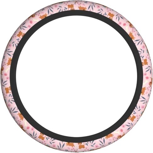 Cute Dog Flower Steering Wheel Cover for Women & Girls, Soft Anti-Slip Grip, Breathable Stretchy Rubber, 15 Inch Universal Fit Car Accessory for Cars, SUVs & Trucks in Saudi Arabia