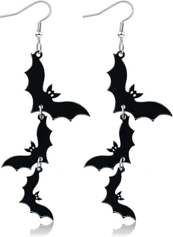 Halloween Earrings Black Skull Bat Dangle Earrings for Women Funny Spooky Ghost Earring Long Tassels Pumpkin Drop Earrings Halloween Gifts for Holiday Costume Party Jewelry in Saudi Arabia