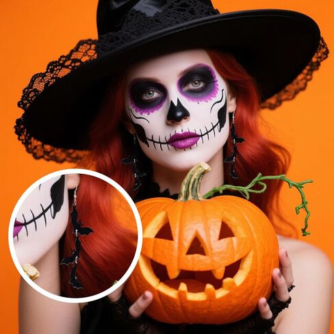 Halloween Earrings Black Skull Bat Dangle Earrings for Women Funny Spooky Ghost Earring Long Tassels Pumpkin Drop Earrings Halloween Gifts for Holiday Costume Party Jewelry in Saudi Arabia