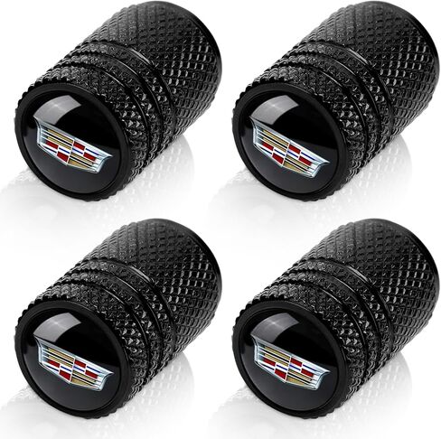 Tire Valve Stem Caps for Cadillac Escalade CT4 CT5 CT6 ATS CTS SRX XT5 Metal Car Wheel Air caps Auto Valve Stem Caps Accessories 4 Pack Black in Kuwait