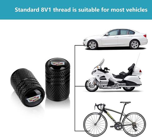 Tire Valve Stem Caps for Cadillac Escalade CT4 CT5 CT6 ATS CTS SRX XT5 Metal Car Wheel Air caps Auto Valve Stem Caps Accessories 4 Pack Black in Kuwait