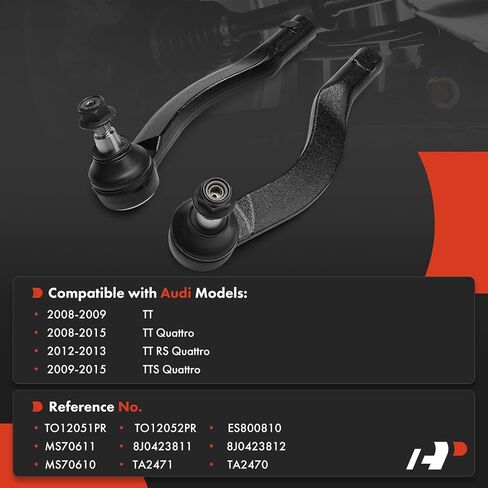 A-Premium 2 × أطراف قضيب ربط خارجي أمامي، متوافق مع Audi TT 2008-2009، TT RS Quattro 2012-2013، TTS Quattro 2009-2015 in Saudi Arabia